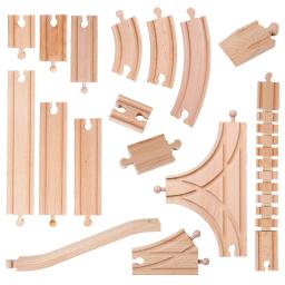 Trilha de trem de madeira Set para crianças, Brinquedos, Compatível com Biro, Todas as Marcas, Ferrovia, DIY, Ferroviário, Estrada, Acessórios, Presentes para crianças - Image 6