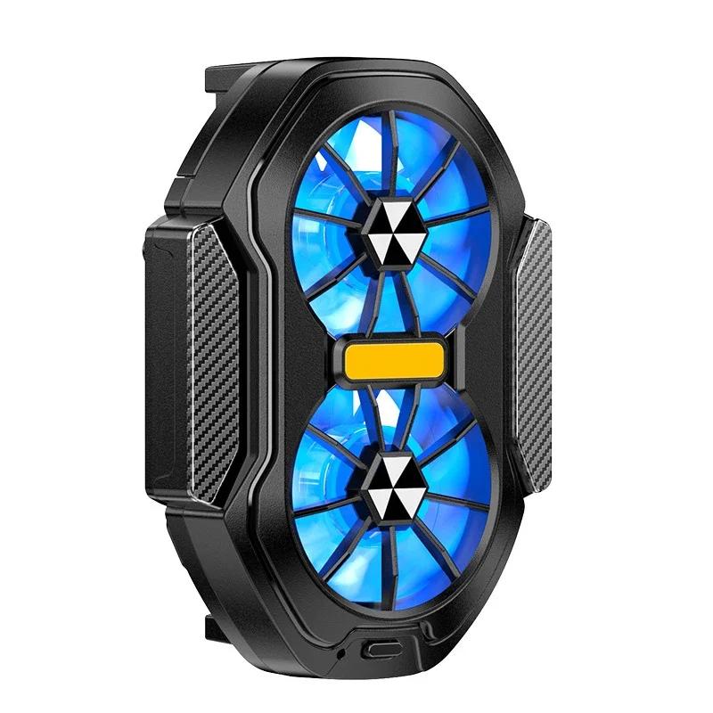 Dual Fan Gaming Cooling Radiator, Plug-in, Tipo-C, Recarregável Jogo dissipador de calor com luz azul para Android, Dual Fan - Image 1