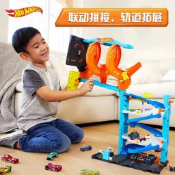 Em estoque roda quente cidade super transformação estacionamento 2-em-1 conjunto de pista carro das crianças brinquedo hkx43 brinquedo pista carro presentes do feriado - Image 2