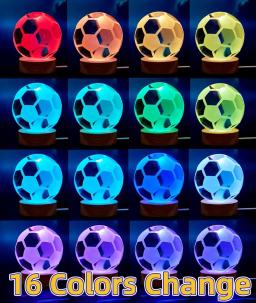 3D Futebol Bola de Cristal Night Light, Lifelike Lâmpada, 16 Cores, Mudando com Dimmable Controle Remoto, Futebol Lâmpada Presente, 6cm - Image 4