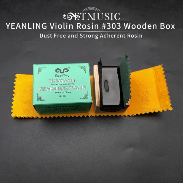 Rosin para Violino Yeanling #303: Caixa de Madeira e Fórmula Livre de Poeira para Forte Aderência em Violinos, Violas e Violoncelos