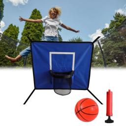 Mini cesta de basquete para trampolim com gabinete rack de basquete com 3 mini bolas e bomba acessório de trampolim esportivo - Image 1