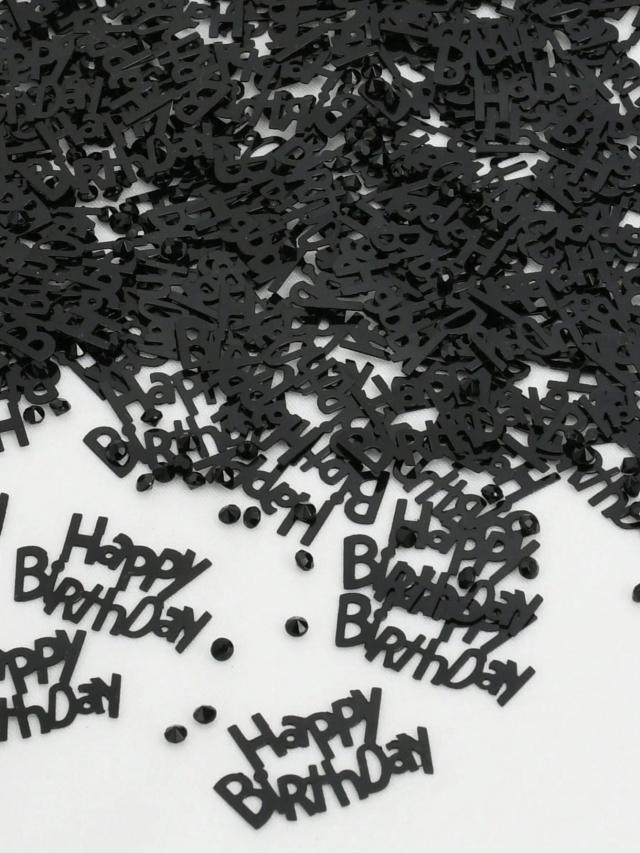 Decoração de Confete Preta para Aniversário - 15g