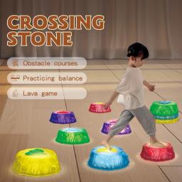 Luzes led pisando pedra crianças habilidades de equilíbrio pré-escolar brinquedo esportivo para crianças integração sensorial treinamento de equilíbrio tátil da criança - Image 1