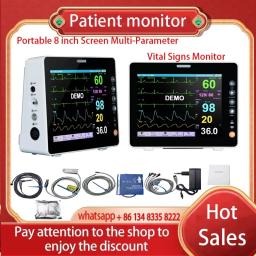 Monitor portátil multiparâmetro de sinais vitais para uso humano/veterinário, tela de 8 polegadas - Image 1