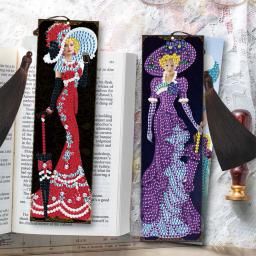 Marcador de couro para senhora, pintura diamante DIY, artesanato mosaico, arte artesanal presentes, 2PCs - Image 5