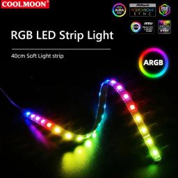 Barra de luz LED para computador desktop, faixa de lâmpada RGB, acessório de decoração RGB, 5V ARGB PC Case, SATA 3Pin, 40cm - Image 3