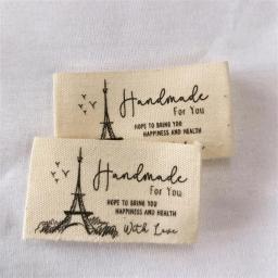 Etiqueta impressa da fita do algodão, pano artesanal, Tag do vestuário privado, DIY, 200pcs - Image 5