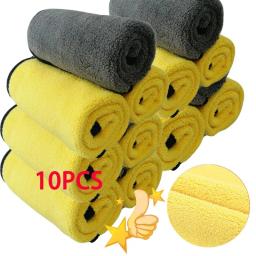 Toalha de microfibra de carro de dupla camada Panos de limpeza espessados Lavando toalhas de secagem absorção alta macia Pano de detalhamento automático - Image 1