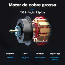 E-ACE compressor de carro 6000mah bomba de bateria 12v 150psi sem fio/com fio portátil pneus inflator bomba injetor ar para bicicleta bola moto - Image 4