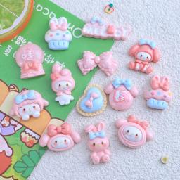 Coelho De Resina Dos Desenhos Animados, Bola De Cristal, Arco, Coração De Pêssego, Cake Scrapbook Craft, DIY Miniature Ornament Acessórios, Bonito, 10Pcs - Image 1