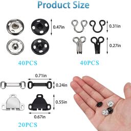 100 pçs ganchos de costura e olhos conjunto costurar-em botões snap botão de roupas diy fechamentos de costura snaps kit para sacos de roupas costura artesanato - Image 2