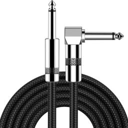 Cabo de áudio para guitarra elétrica, instrumento baixo, cabo de amplificador, ângulo reto reto, 10m, 5m, 3m, 2m, 1m, qualidade Aux, 1/4 - Image 1