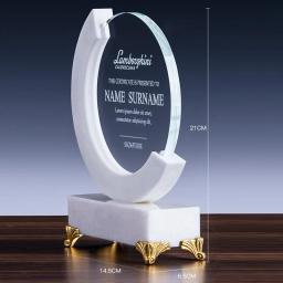 Troféu De Mármore Branco, Prêmio Personalizado, Troféu De Cristal De Madeira, Criativo, Honra High-End, Cartão De Autorização, Troféu Redondo - Image 6