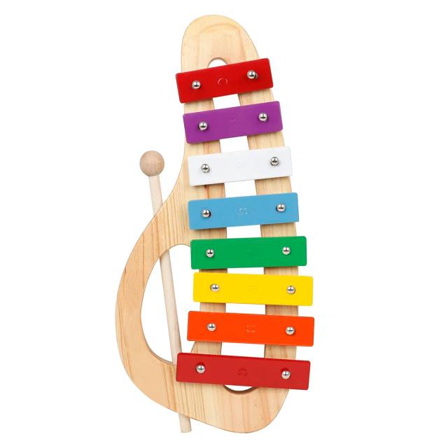 Xilofone Infantil 8 Tons Arco-Íris Madeira e Metal
