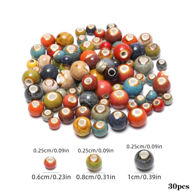 Esmalte Beads Cerâmica para DIY: Conjuntos de 30 Peças para Pulseiras, Colares e Brincos com Grandes Buracos em 6mm, 8mm e 10mm