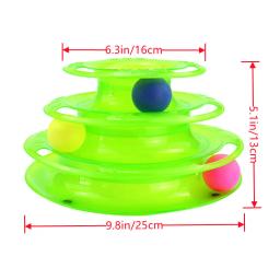 Mesa giratória de três camadas para animais de estimação, brinquedos interativos para gatos, trilha intelectual, placa engraçada com 3 bolas e 3 níveis - Image 2