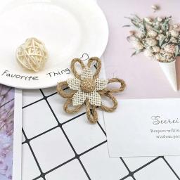 Flores de serapilheira de juta, 5 peças, fio de juta, flores artesanais para diy artesanato floral feito à mão, decoração de festa de casamento para casa - Image 6