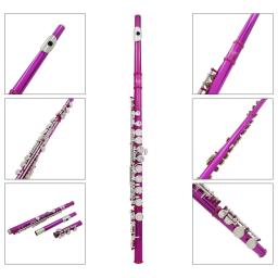 Slade flauta de tom c com 16 buracos, chave e, rosa vermelha, instrumento profissional de sopro, chave fechada, tubo de cuproníquel, kit para iniciantes - Image 6