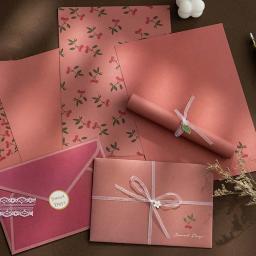 Ins Floral Ins Envelopes com Adesivos, Kawaii Carta Pads, Festa De Casamento Convites Cartões, Papelaria Coreano, DIY, 12 Pcs por Conjunto - Image 2