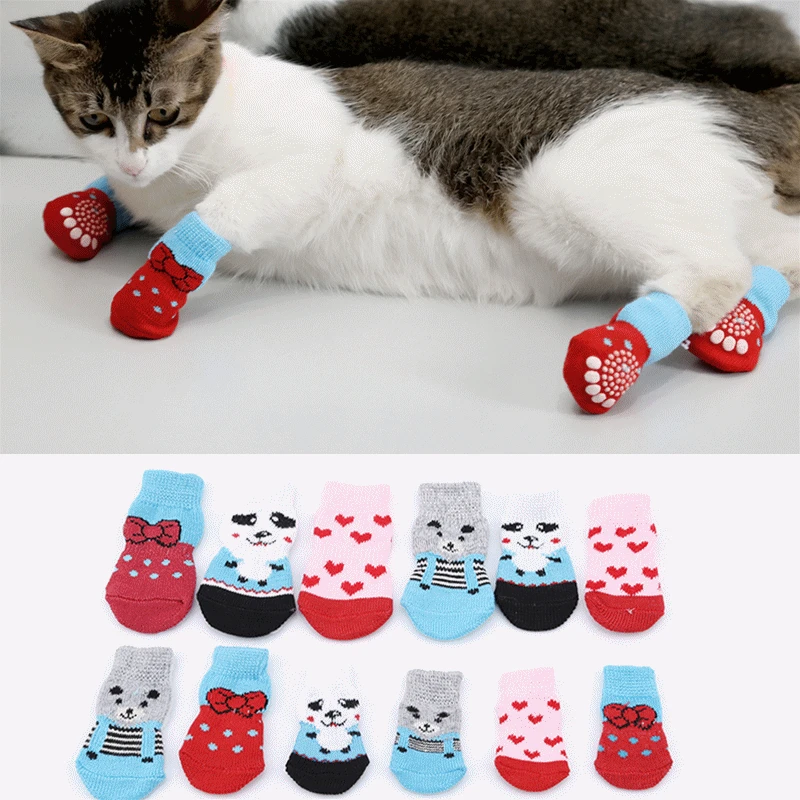 Criativo animal de estimação suprimentos cão de estimação filhote de cachorro gato sapatos chinelos antiderrapante meias pet bonito interior para pequenos cães gatos botas de neve meias - Image 1