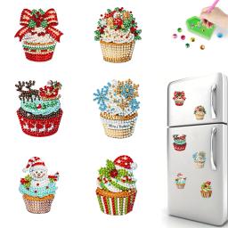 Natal Diamante Pintura Geladeira Ímãs, Frigorífico Art Kits, DIY Art Crafts, 6pcs - Image 2