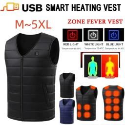 Colete aquecido com decote em v, controle inteligente de temperatura, casaco de algodão lavável, usb, inverno, esqui, caminhadas, acampamento, jaqueta anti-frio - Image 2