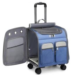Pet Trolley Mochila com Roda Universal, grande espaço, bolsa para cães, pequeno animal transportador, haste dobrável - Image 3