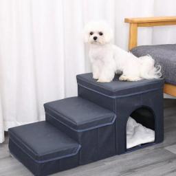 Passos dobráveis para animais de estimação com caixa de armazenamento, Escada para cães, Passos portáteis para cães, Escada para casa, Sofá-cama - Image 1
