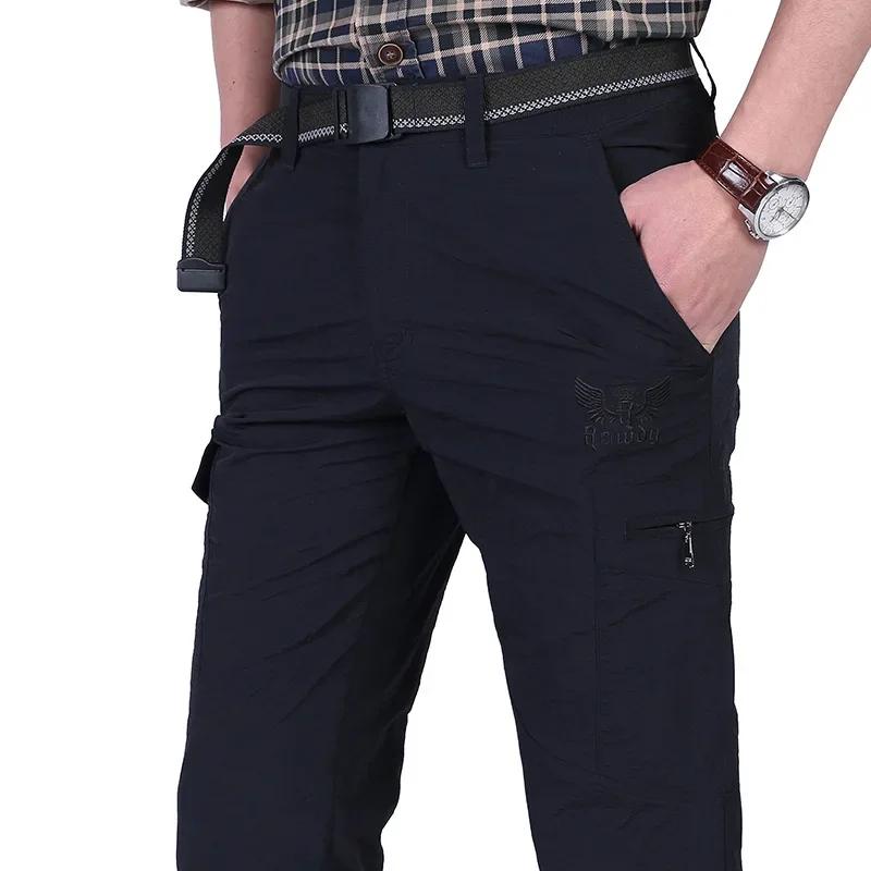 Calças soltas, respirável de secagem rápida masculina, calça tática militar, casual com elástico na cintura, verão - Image 1