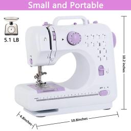 Máquina de costura portátil para iniciantes e crianças, mini artesanato doméstico elétrico, costura de costura de costura, 12 pontos embutidos - Image 2