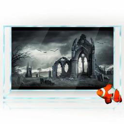 Decoração da etiqueta do fundo do aquário para tanques de peixes, ruínas góticas escuro hd 3d cartaz auto-adesivo à prova dwaterproof água - Image 3