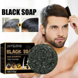 Barra de champô para escurecimento do cabelo, Tintura para cabelos grisalhos e brancos, Condicionador Orgânico Natural para Cabelos, Rosto e Corpo, 60g, 50g - Image 1