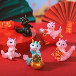 Mini estatueta do dragão para decoração de Dollhouse, ornamento bonito, micro paisagem, brinquedo em miniatura, presentes de ano novo, ano do dragão, 2024 - Image 3