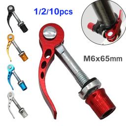 1/2/6 pçs m6 x65mm bicicleta de liberação rápida alumínio selim braçadeira espigão tubo braçadeira porca bloqueio sela para estrada mtb bicicleta - Image 1