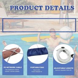Rede de vôlei para piscina, portátil, jogo de vôlei aquático, brinquedo ajustável, equipamento esportivo para tênis, praia, festa, família, crianças - Image 3
