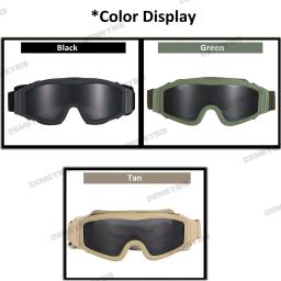 Airsoft tático óculos de tiro motocicleta à prova vento paintball cs wargame caminhadas 3 lente preto tan verde - Image 2