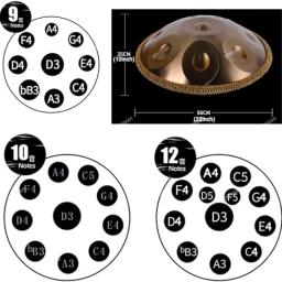 D Minor Steel Tongue Drum for Yoga Meditação, Música Bateria, Instrumentos de Percussão, Handpan Drum, 9 10 12 14 Tom, 22 Polegadas, 432Hz, 440Hz - Image 5