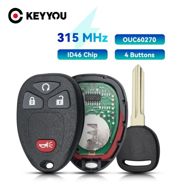 Keyyou Chave Remota 4 Botões ID46 315Mhz para GMC Acadia Chevrolet Buick