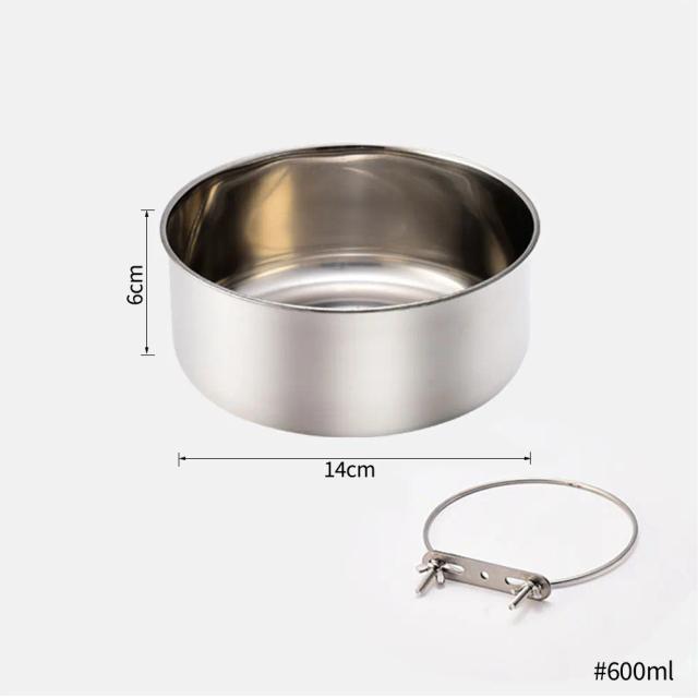 Tigela de Aço Inoxidável para Animais de Estimação, 10-20cm, Pendurada, Grande Capacidade e Fixa para Cachorros