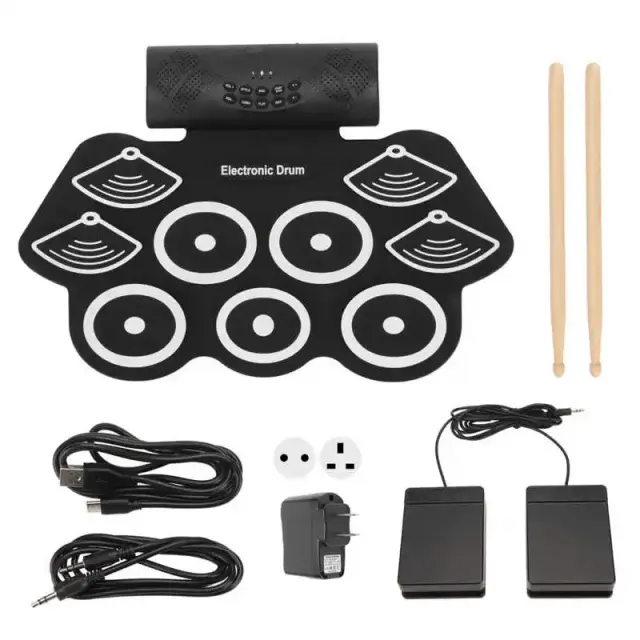 Bateria Eletrônica Portátil com Gravação Bluetooth e Alto-Falantes Duplos para Performances e Prática