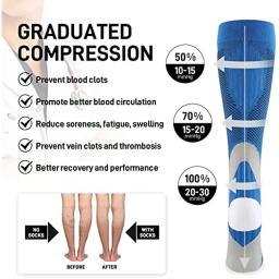 Meias de compressão para homens e mulheres, meias esportivas, enfermagem, rugby, maratona, ciclismo, futebol, varizes, corrida, 20-30 mmhg - Image 2