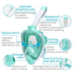 Conjunto de máscara de natação facial para crianças e adultos, respirador, anti nevoeiro, respiração segura, subaquática, mergulho, mergulho, mergulho - Image 6