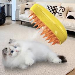 Escova de vapor com essência de deixar para gato, escova de gato fumegante, carregamento USB, cabelo solto emaranhado, acessórios para gato, 3 em 1 - Image 2