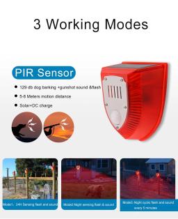 Impermeável Solar Alarme Luz, Animal Repelente, Anti-selvagem Javali Drive, Anti-Roubo Piscando, Controle Remoto, Sirene Sensor, ao ar livre - Image 6