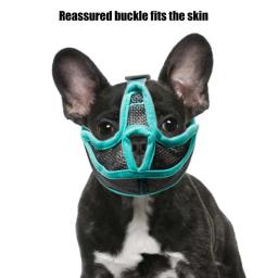 Focinho anti-mordida respirável ajustável do cão, malha curto do focinho para cães, focinho da boca do buldogue - Image 1