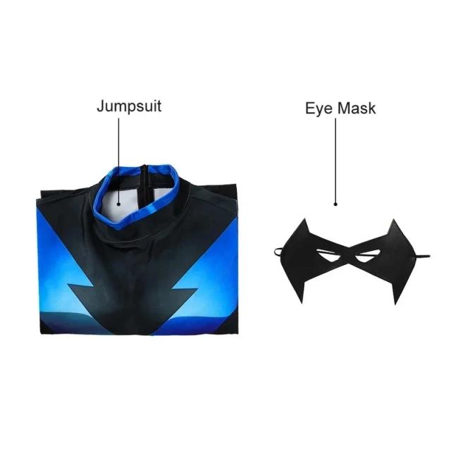Titans Nightwing Macacão Cosplay 2025 Bodysuit com Máscara