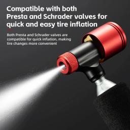 Bico da bomba de CO2 para bicicleta ROCKBROS MTB Road Bicycle Bocal da bomba de CO2 Medidor de pressão Bomba de ar CO2 Inflator Bico Acessórios de ciclismo - Image 2