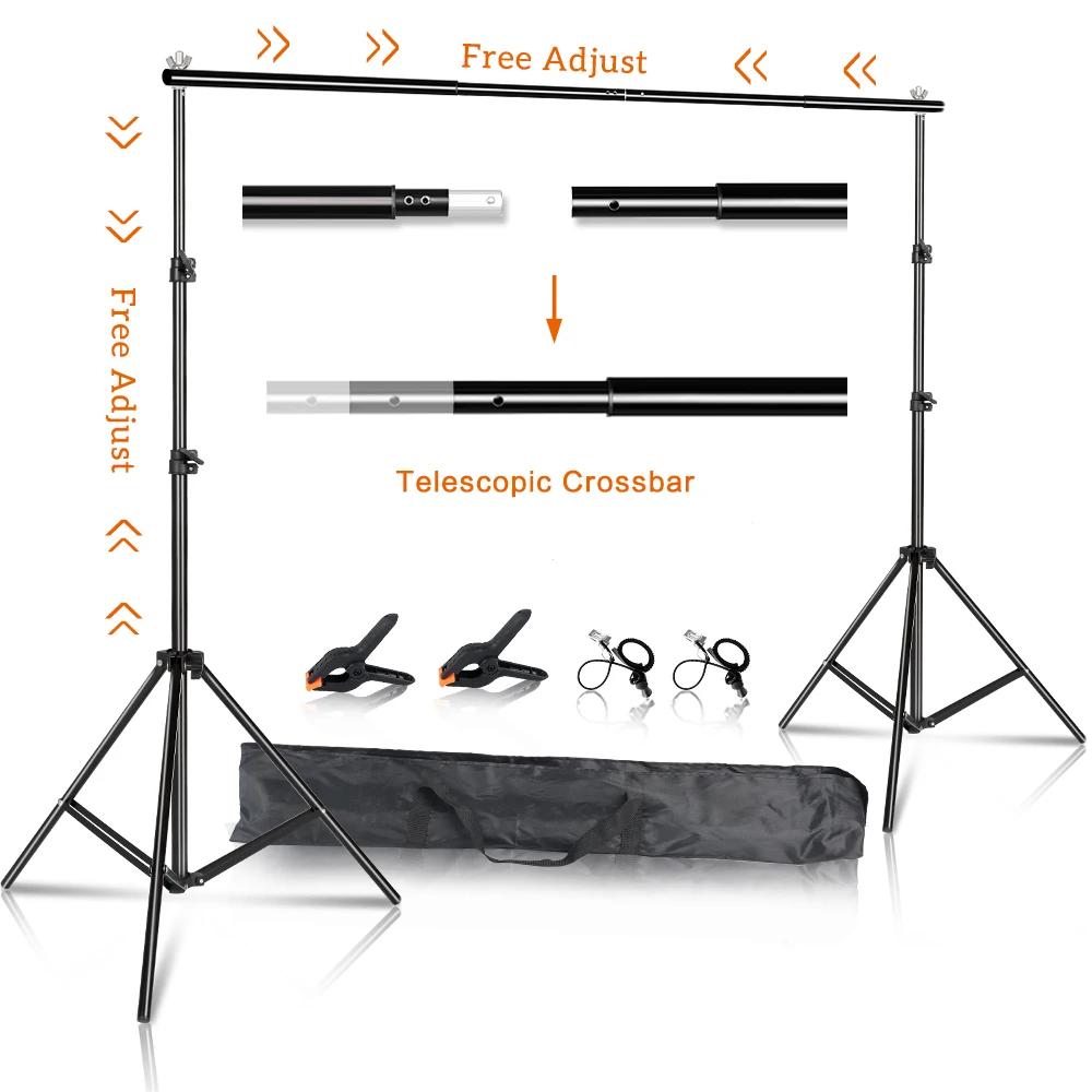 Sh fotografia fundo pano de fundo suporte imagem lona quadro sistema kit com carry case para musselina photo video studio - Image 1