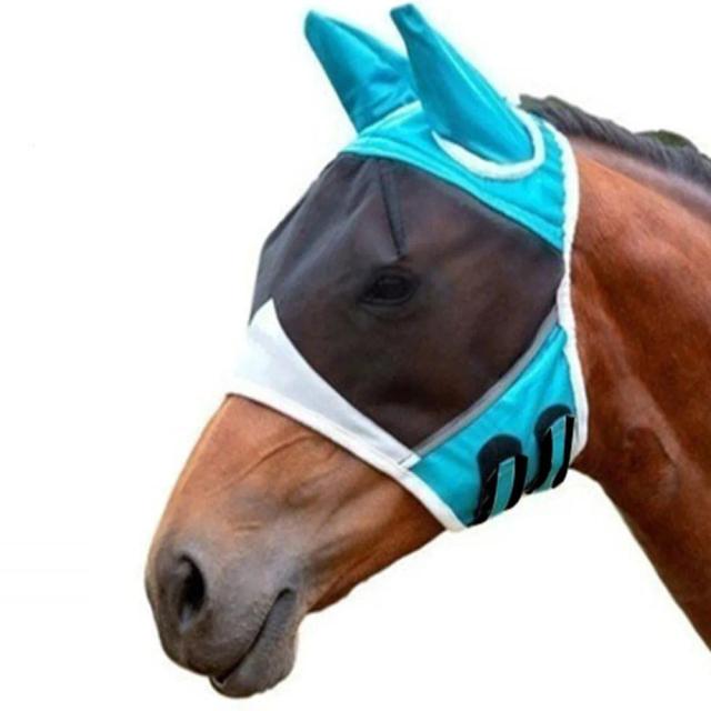 Máscara de Cavalo Anti-Mosca Ajustável Respirável Poliéster